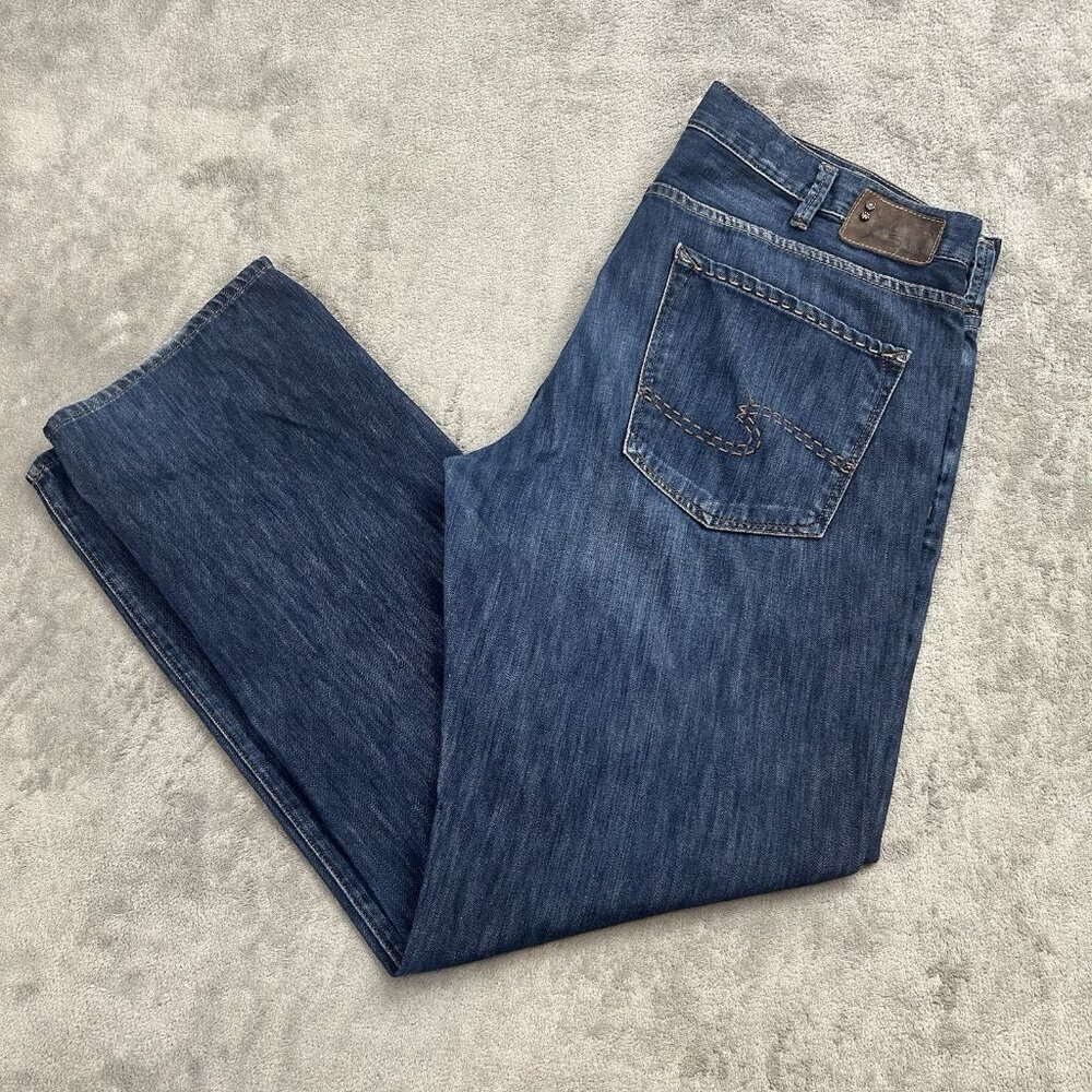 Silver Nyan Jeans Mens Size 40x33” Blue Denim Casual Straight Leg 5-Pocket